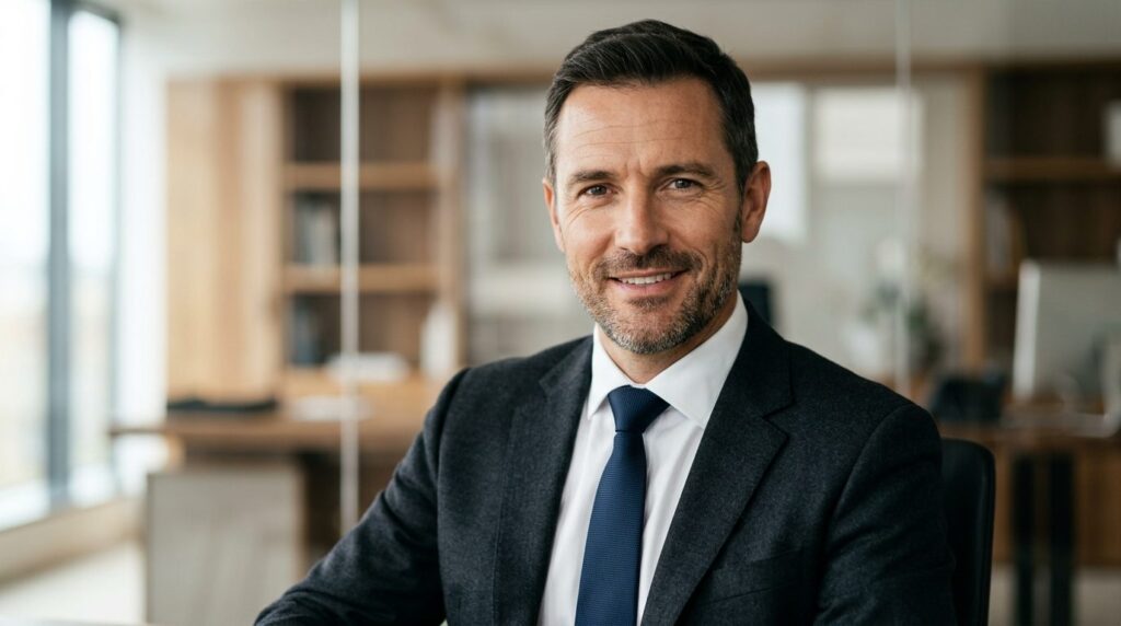 Close-up professional portrait of a male executive in busine