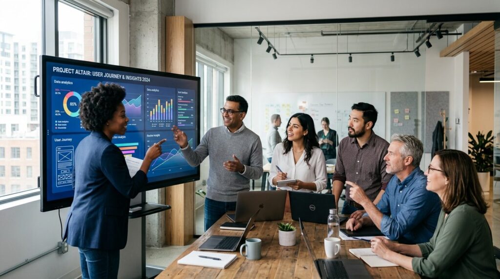 Diverse group of professionals in collaborative meeting room